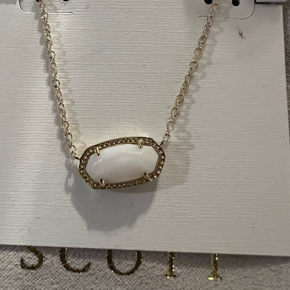 Kendra Scott Gold Necklace with White Stone